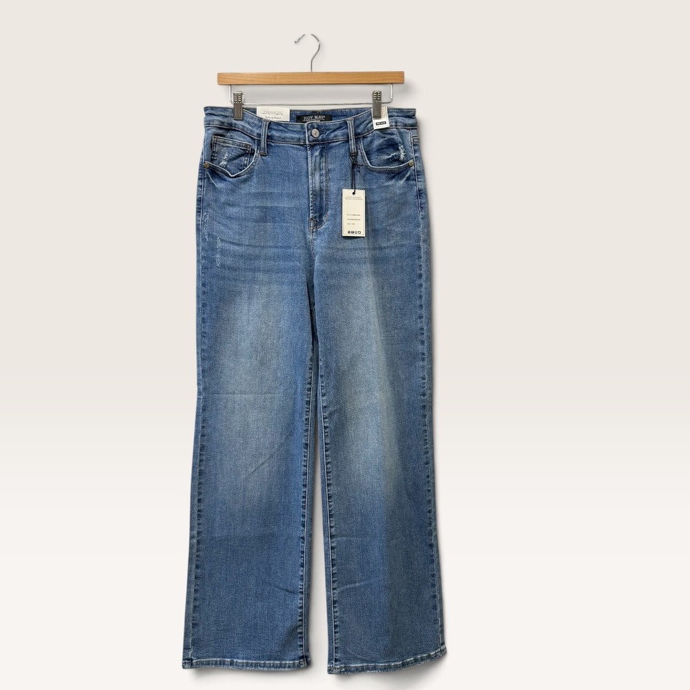 Judy Blue Thats My Jam Wide Leg High Waist Distressed Jeans JB88354 MD Womens 13